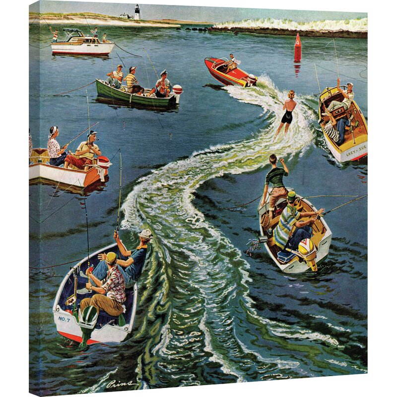Dynamic Water Sports Scene with Boating Adventure and Vibrant Colors