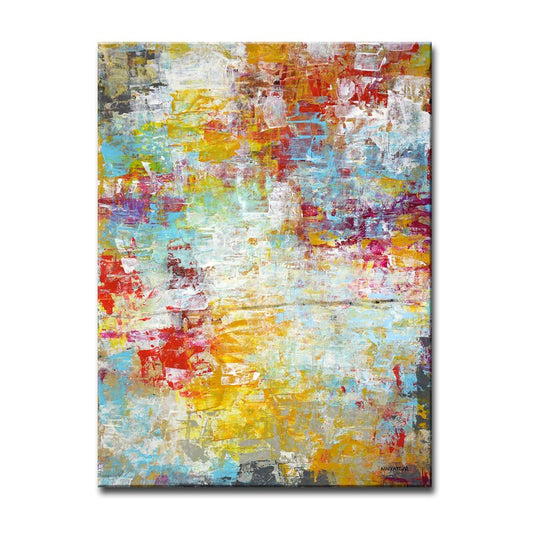 Vibrant Abstract Oil Painting for Home Decor - Mardi Gras Inspired Artwork