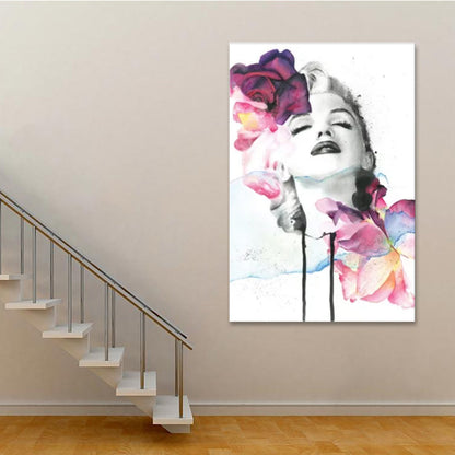 Marilyn Monroe Floral Canvas Art – Stylish Wall Decor for Living Room or Bedroom