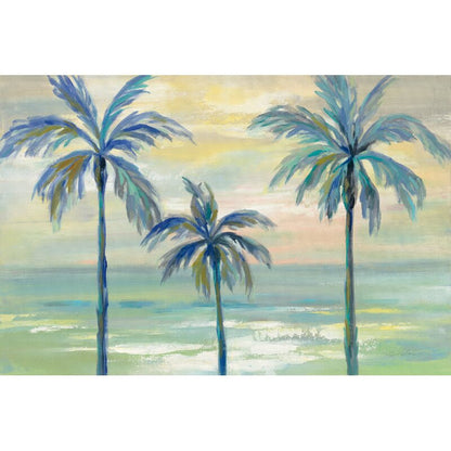 Coastal Palm Trees Oil Painting - Tranquil Beach Landscape Art