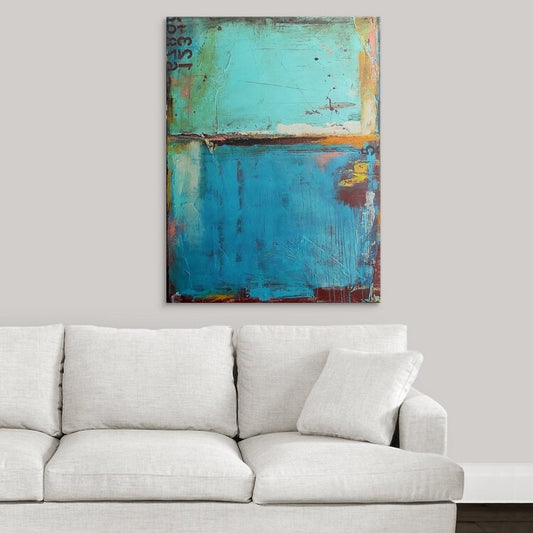 Vibrant Abstract Ocean-Inspired Oil Painting