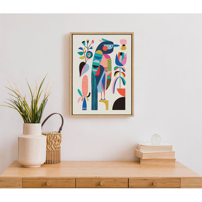 Colorful Mid Century Modern Kookaburra Oil Painting