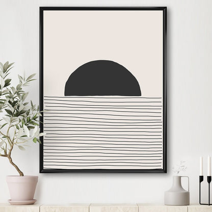 Abstract Geometric Minimalism: Black Circle and Line Art for Modern Decor