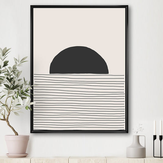 Abstract Geometric Minimalism: Black Circle and Line Art for Modern Decor