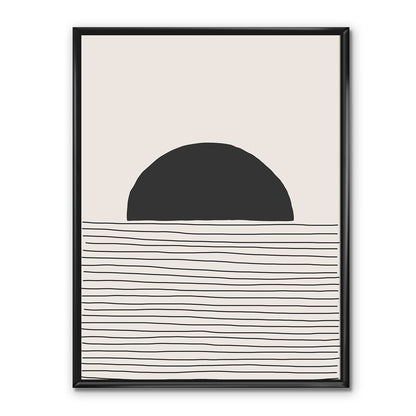 Abstract Geometric Minimalism: Black Circle and Line Art for Modern Decor