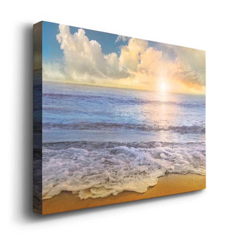 Serene Sunset at Mirade Beach - Captivating Ocean Waves Oil Painting
