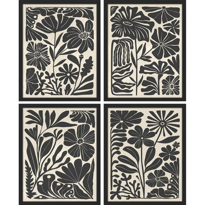 Modern Black and White Botanical Wall Art Set for Stylish Home Decor