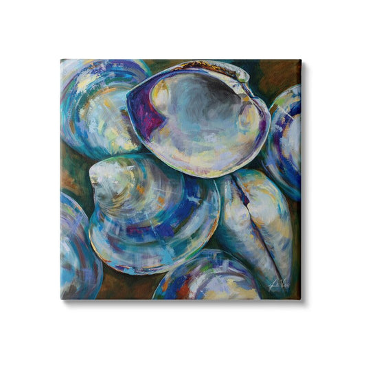 Coastal Invertebrates: Modern Oil Painting of Clam Shells in Vibrant Colors
