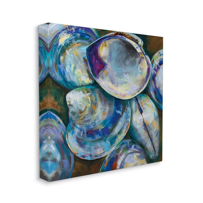 Coastal Invertebrates: Modern Oil Painting of Clam Shells in Vibrant Colors
