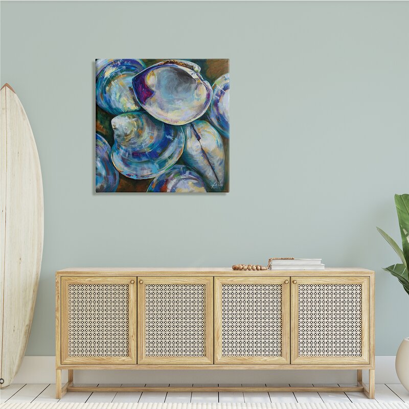 Coastal Invertebrates: Modern Oil Painting of Clam Shells in Vibrant Colors