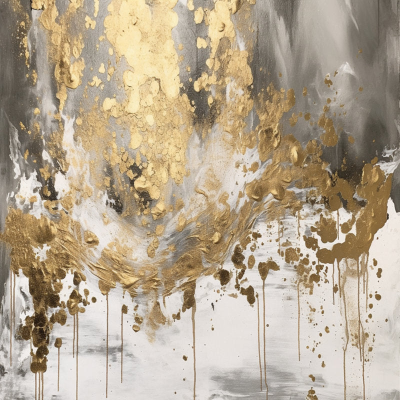 Elegant Abstract Gold Drip Oil Painting for Contemporary Home Decor