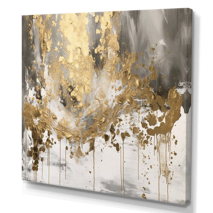 Elegant Abstract Gold Drip Oil Painting for Contemporary Home Decor
