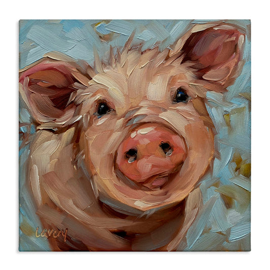 Charming Piglet Oil Painting - Modern Farmhouse Art for Animal Lovers
