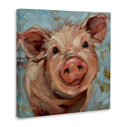 Charming Piglet Oil Painting - Modern Farmhouse Art for Animal Lovers