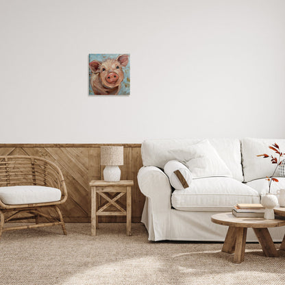 Charming Piglet Oil Painting - Modern Farmhouse Art for Animal Lovers