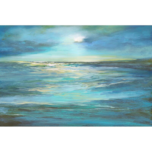 Serene Moonlight Reef Oil Painting for Coastal Home Decor
