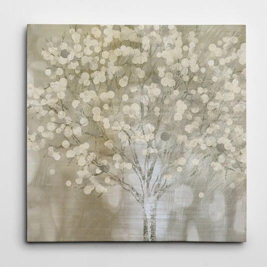 Serene Tree Silhouette in Soft Morning Light - Elegant Oil Painting for Home Decor