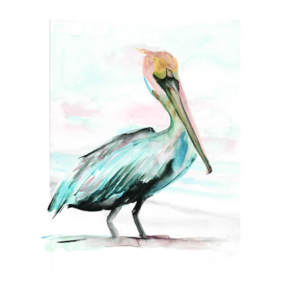 Serene Pelican Portrait in Soft Coastal Colors - Stunning Oil Painting