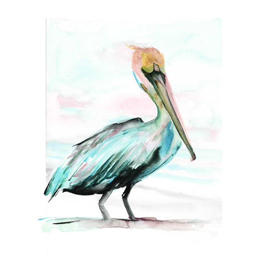 Serene Pelican Portrait in Soft Coastal Colors - Stunning Oil Painting