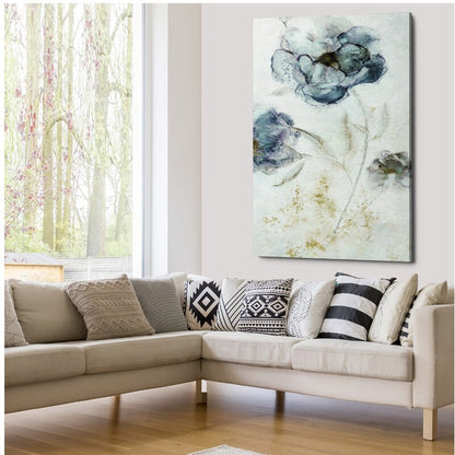 Elegant Blue Peony Oil Painting for Home Decor and Floral Art Enthusiasts