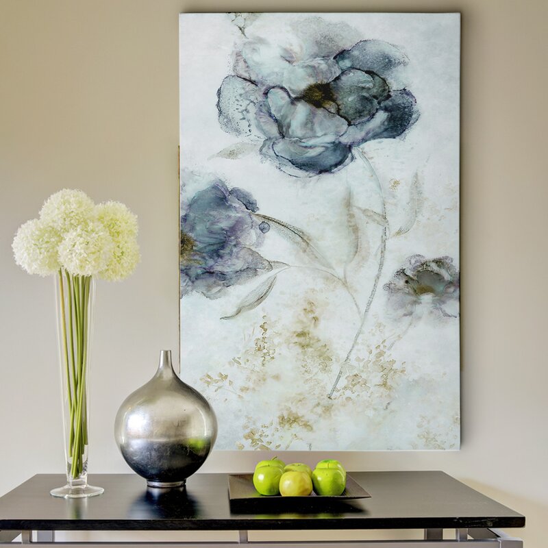 Elegant Blue Peony Oil Painting for Home Decor and Floral Art Enthusiasts