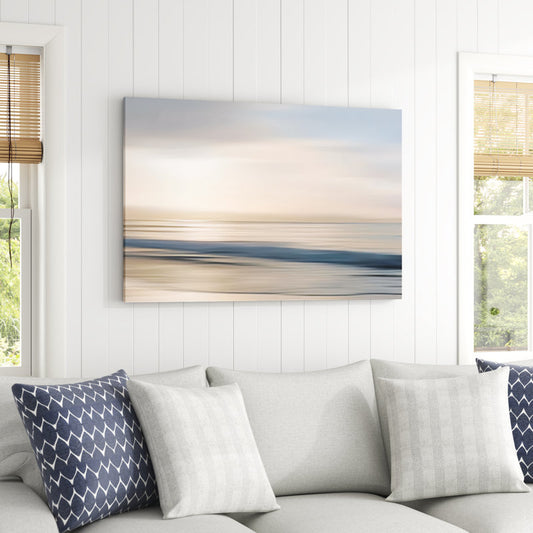 Serene Morning Ocean Waves Oil Painting for Modern Home Decor