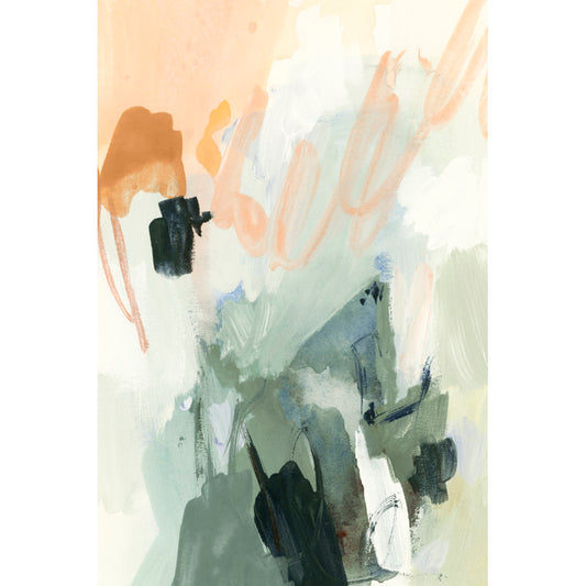 Abstract Moss and Peach Oil Painting