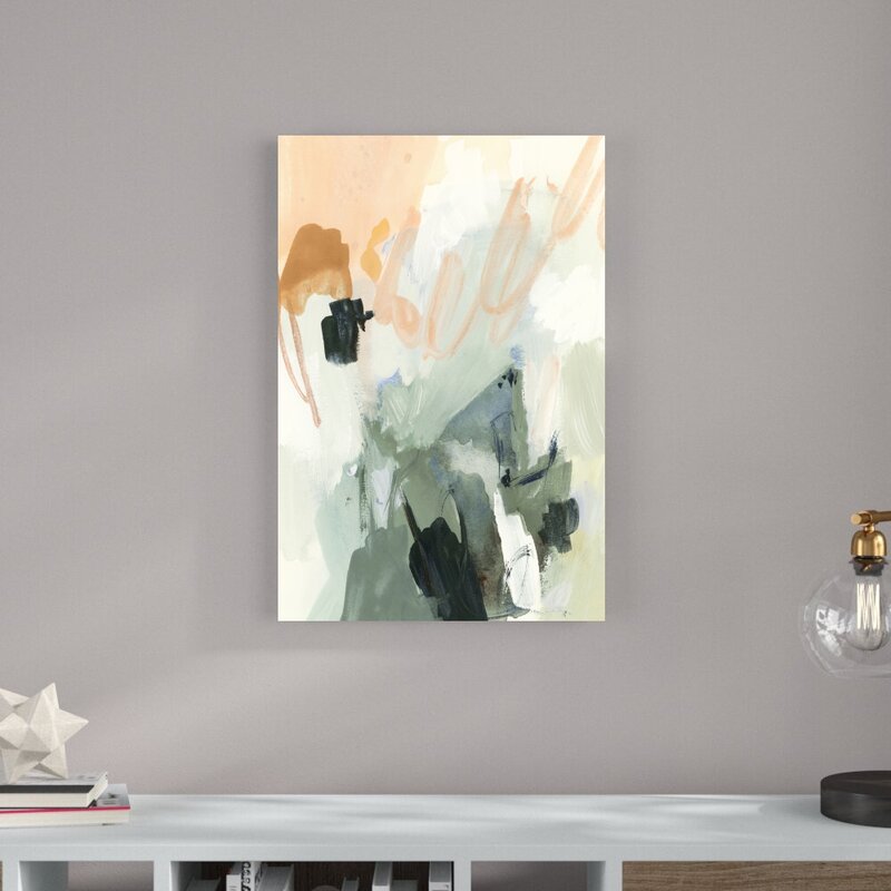 Abstract Moss and Peach Oil Painting