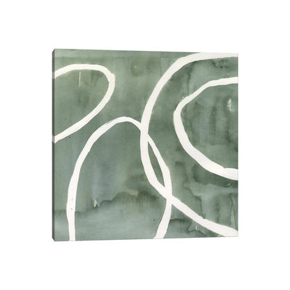 Elegant Moss Swirl Abstract Oil Painting