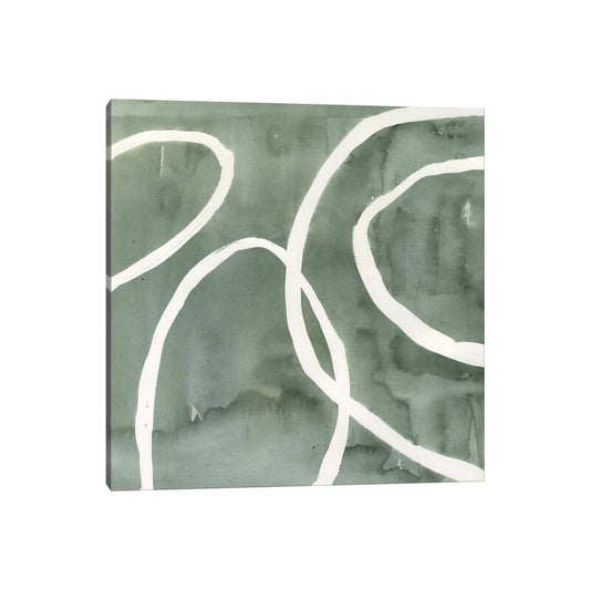 Elegant Moss Swirl Abstract Oil Painting