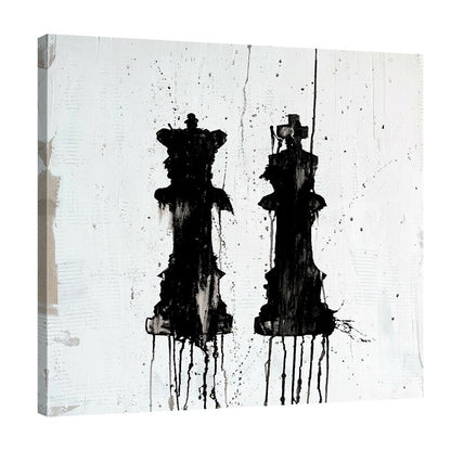 Elegant Black and White Oil Painting of Kings and Queens for Modern Decor