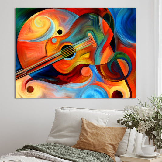 Vibrant Abstract Guitar Art for Music Lovers - Colorful Wall Decor