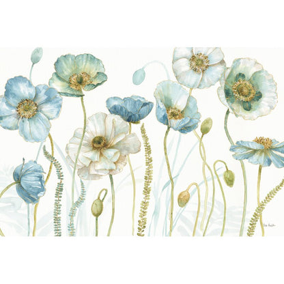 Elegant Floral Oil Painting of Blue and White Flowers