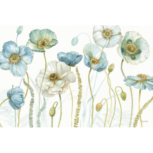 Elegant Floral Oil Painting of Blue and White Flowers