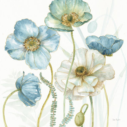 Delicate Blue and White Floral Oil Painting