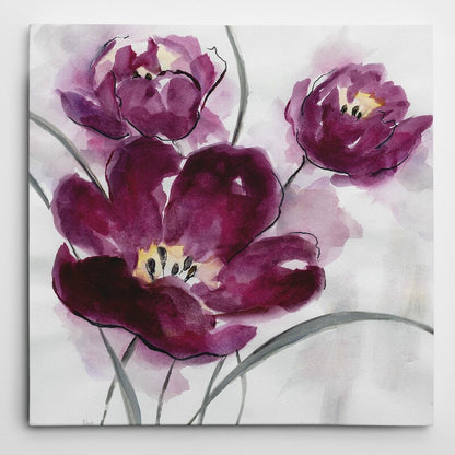 Vibrant Magenta Floral Oil Painting for Modern Home Decor