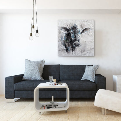 Elegant Cow Portrait Oil Painting for Modern Home Decor