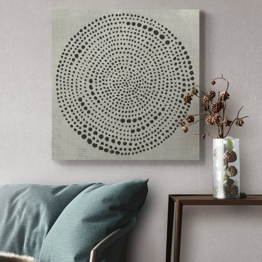 Abstract Circle Patterns in Black and Gray Oil Painting for Modern Home Decor