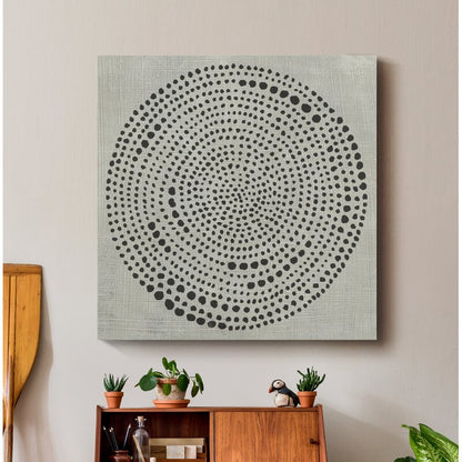 Abstract Circle Patterns in Black and Gray Oil Painting for Modern Home Decor