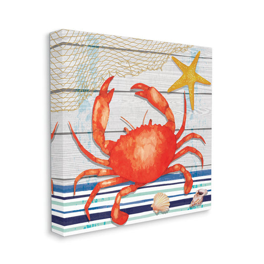 Vibrant Red Crab Nautical Art for Coastal Home Decor