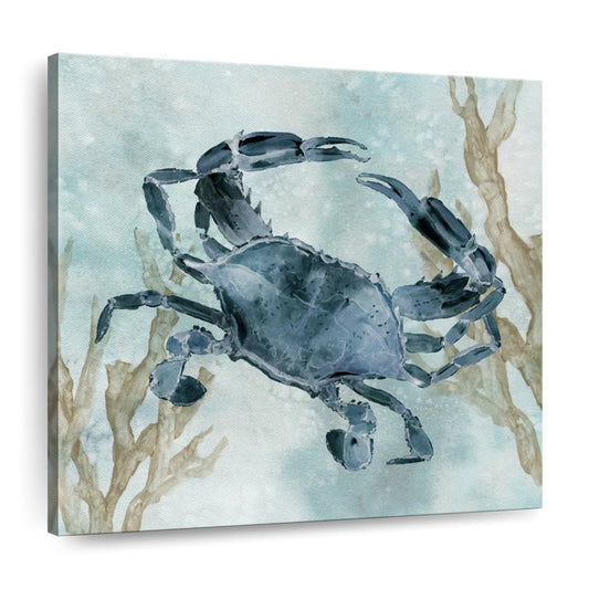 Elegant Navy Crab Oil Painting for Coastal Home Decor