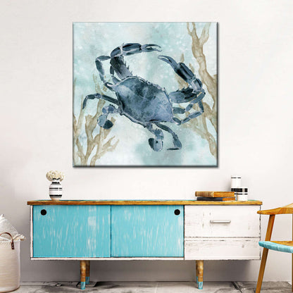 Elegant Navy Crab Oil Painting for Coastal Home Decor