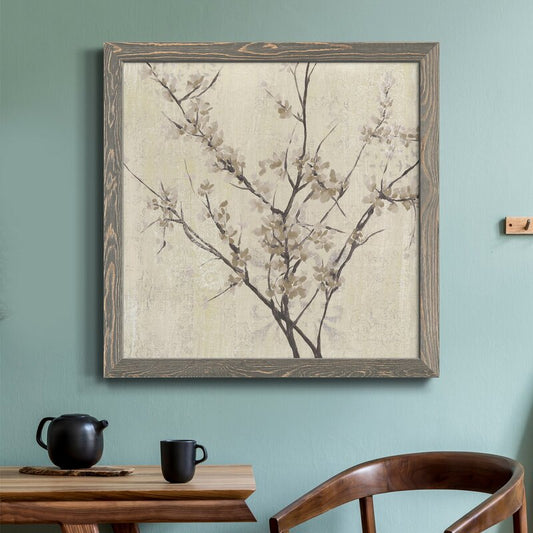 Elegant Neutral Blossoms on Cream Background - Modern Floral Oil Painting Decor