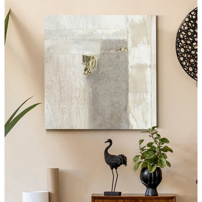 Elegant Neutral Gold Abstract Oil Painting for Modern Home Decor