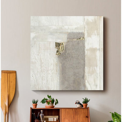Elegant Neutral Gold Abstract Oil Painting for Modern Home Decor