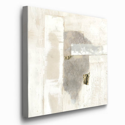Elegant Abstract Oil Painting in Neutral Gold and Silver Tones for Modern Decor