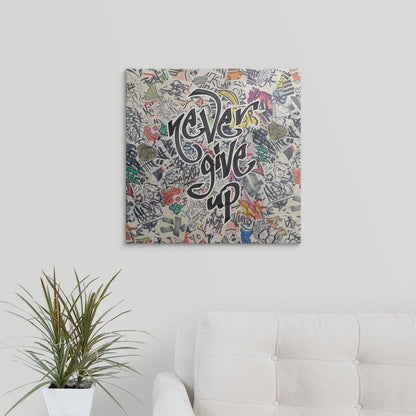 Urban Motivational Art - Never Give Up Oil Painting for Modern Spaces