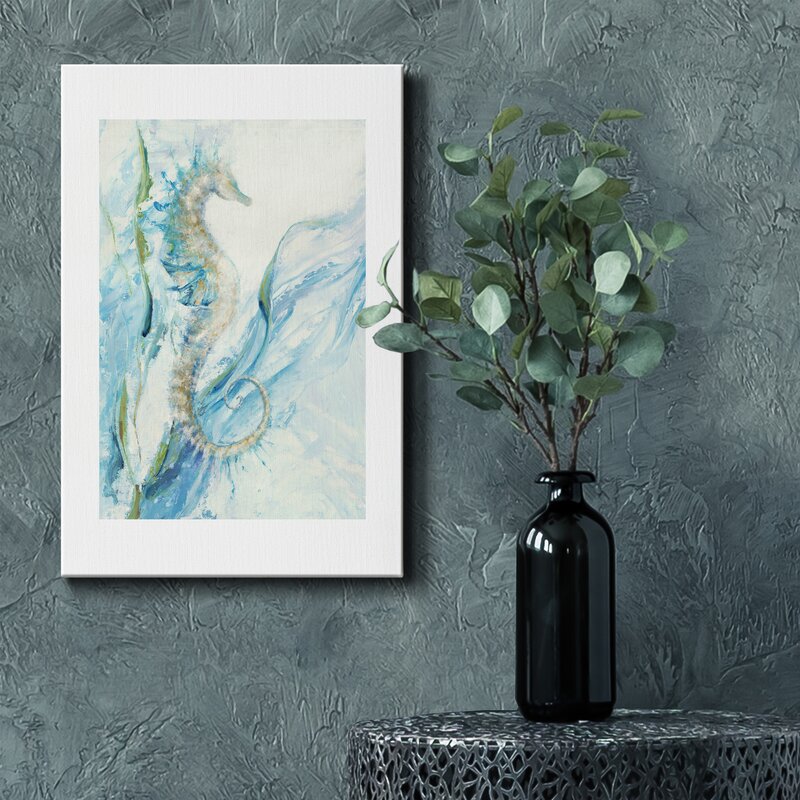 Elegant Seahorse Oil Painting with Serene Oceanic Hues