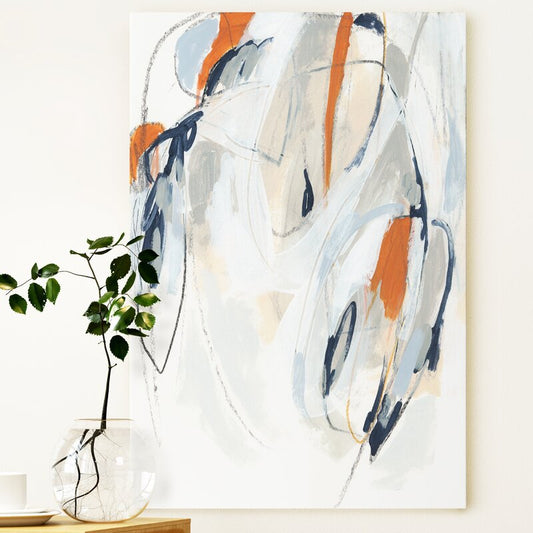 Abstract Fluidity in Oil: Modern Art with Soft Pastels and Dynamic Lines