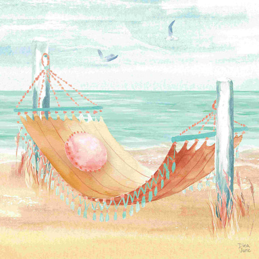 Tranquil Ocean Breeze Hammock Art – Serene Beach Living Room Decor